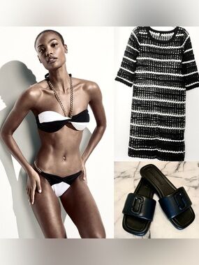Victoria's Secret Black & White Twist Bandeau Bikini Set